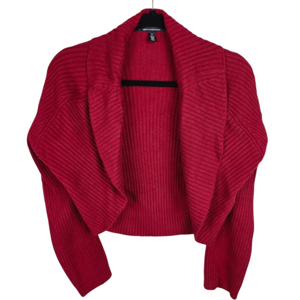 White House Black Market Shrug Women S Red Good Ribbed Cashmere Blend Cropped